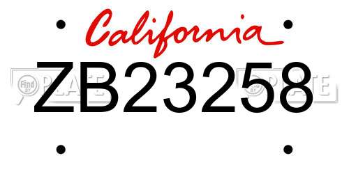 ZB23258 California License Plate