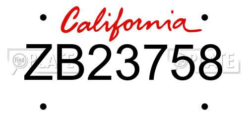 ZB23758 California License Plate