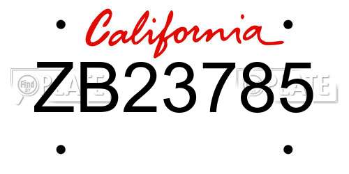 ZB23785 California License Plate