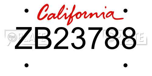 ZB23788 California License Plate