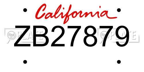 ZB27879 California License Plate