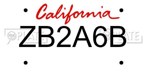 ZB2A6B California License Plate