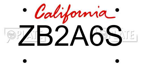 ZB2A6S California License Plate