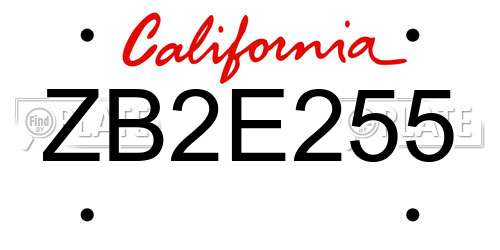 ZB2E255 California License Plate