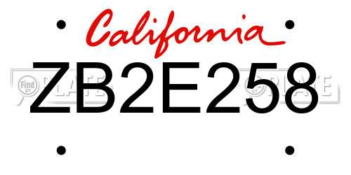 ZB2E258 California License Plate