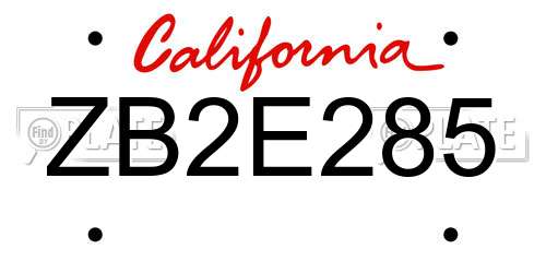 ZB2E285 California License Plate
