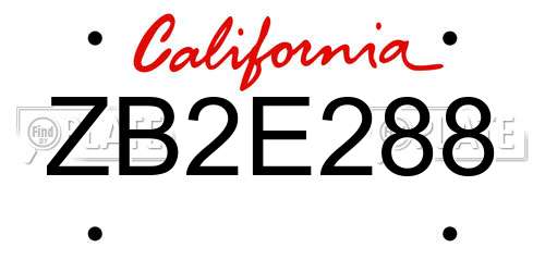 ZB2E288 California License Plate