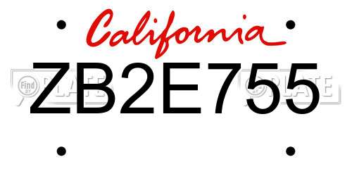 ZB2E755 California License Plate