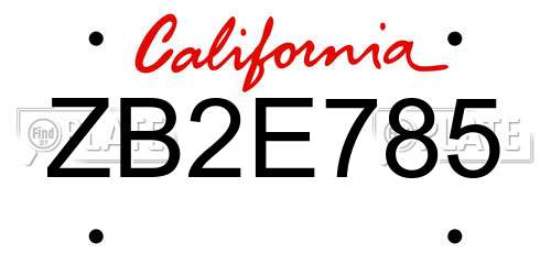 ZB2E785 California License Plate