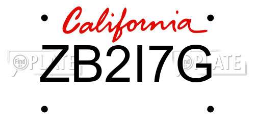 ZB2I7G California License Plate