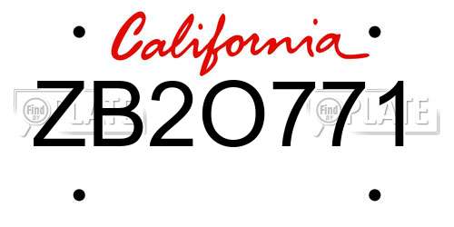 ZB2O771 California License Plate