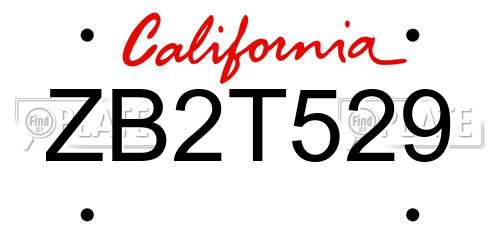 ZB2T529 California License Plate
