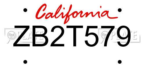 ZB2T579 California License Plate
