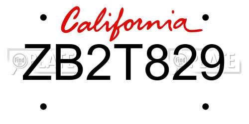 ZB2T829 California License Plate
