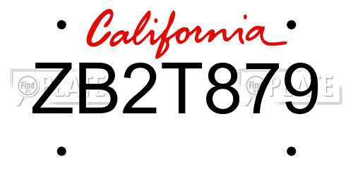 ZB2T879 California License Plate