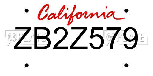 ZB2Z579 California License Plate