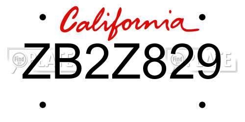 ZB2Z829 California License Plate