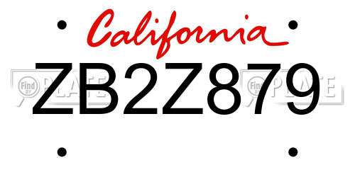 ZB2Z879 California License Plate