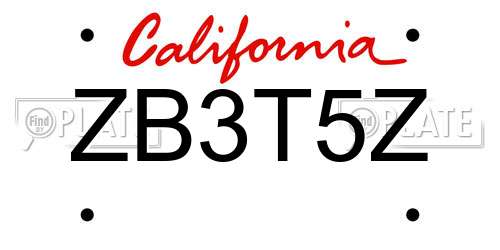 ZB3T5Z California License Plate