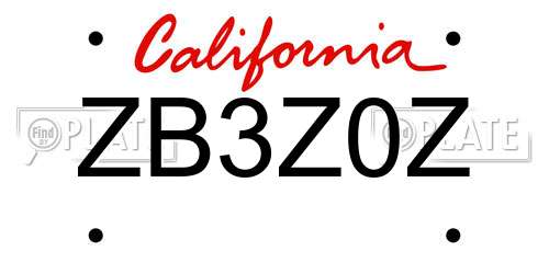 ZB3Z0Z California License Plate
