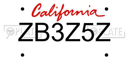 ZB3Z5Z California License Plate