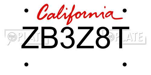 ZB3Z8T California License Plate