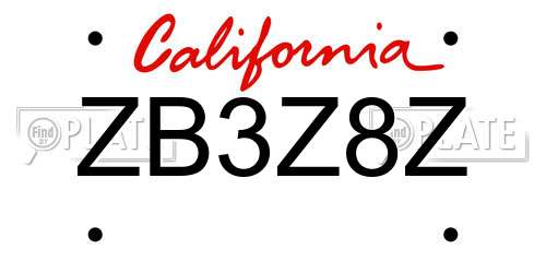 ZB3Z8Z California License Plate
