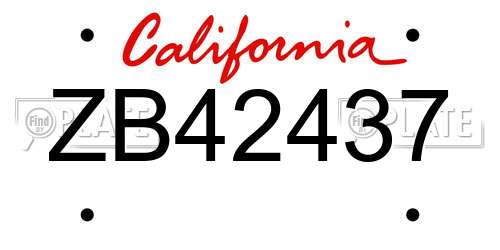 ZB42437 California License Plate