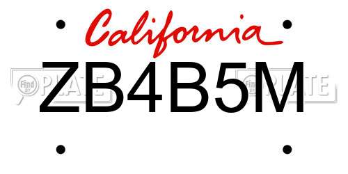 ZB4B5M California License Plate