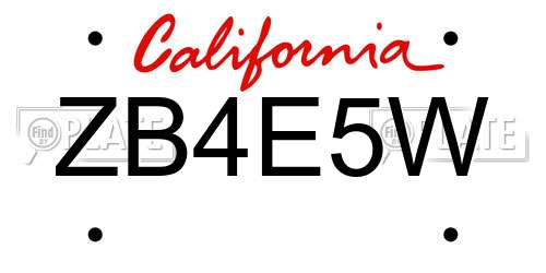 ZB4E5W California License Plate
