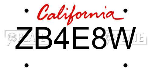 ZB4E8W California License Plate