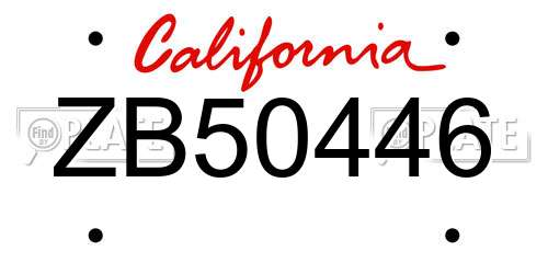 ZB50446 California License Plate