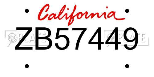 ZB57449 California License Plate
