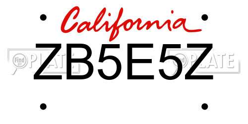ZB5E5Z California License Plate