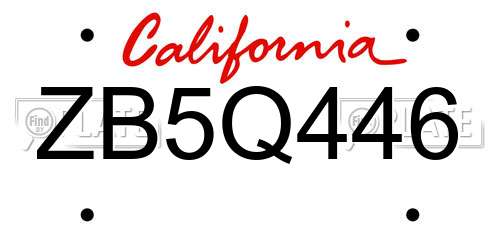 ZB5Q446 California License Plate
