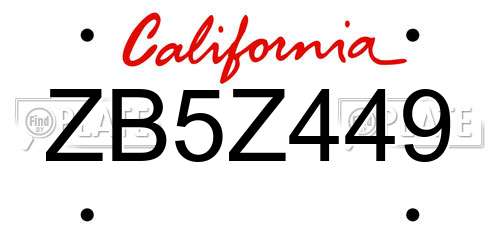 ZB5Z449 California License Plate