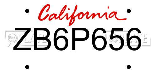ZB6P656 California License Plate