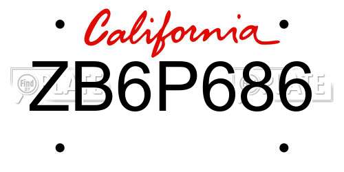 ZB6P686 California License Plate