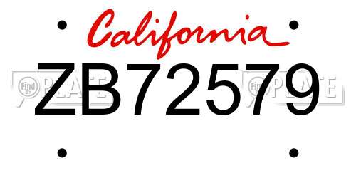 ZB72579 California License Plate