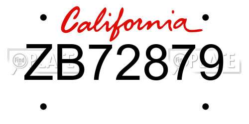 ZB72879 California License Plate