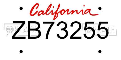 ZB73255 California License Plate