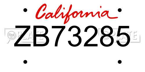 ZB73285 California License Plate