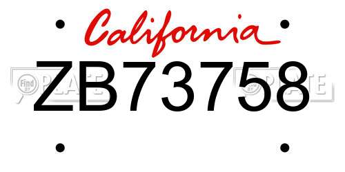 ZB73758 California License Plate