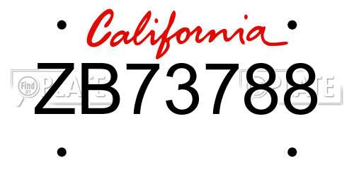 ZB73788 California License Plate