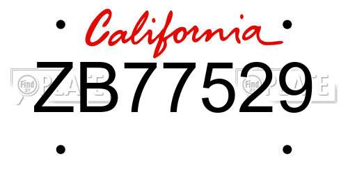 ZB77529 California License Plate