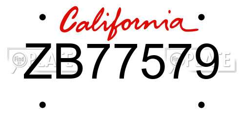 ZB77579 California License Plate
