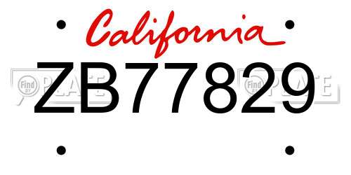 ZB77829 California License Plate