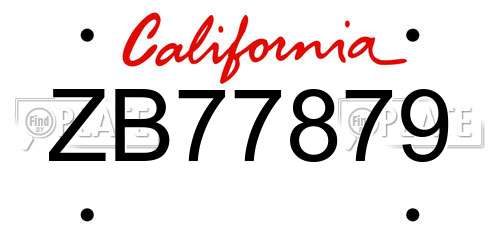 ZB77879 California License Plate