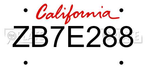 ZB7E288 California License Plate