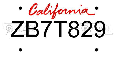 ZB7T829 California License Plate